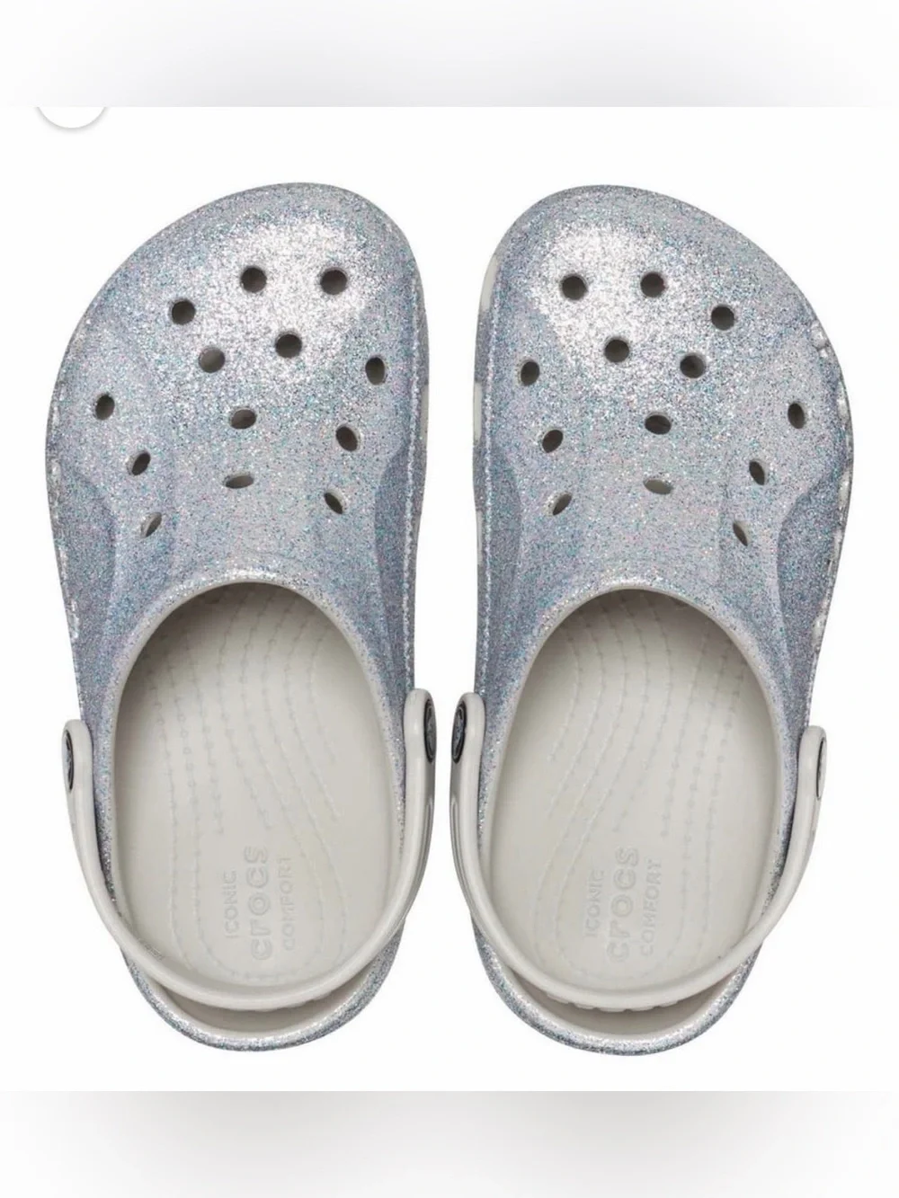 CROCS Kids Sparkle Glitter Clogs - Silver Holographic c-9